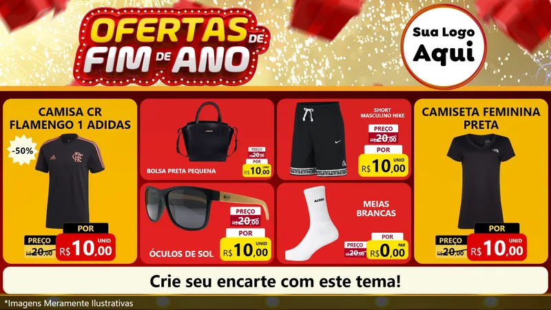 Modelo de TV para TV Horizontal com o tema Ofertas de Fim de Ano para Roupas e acessórios