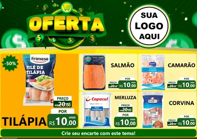 Modelo de Encarte para Encarte A4 Horizontal com o tema Oferta para Peixaria