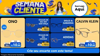 Modelo de TV para TV Horizontal com o tema Semana do Cliente para Óticas