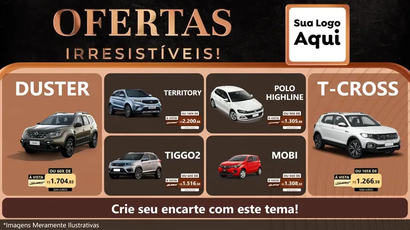 Modelo de TV para TV Horizontal com o tema Ofertas Irresistíveis! para Concessionaria de Carros