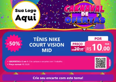 Modelo de Cartaz para Cartaz A4 Horizontal com o tema Carnaval de Ofertas para Calçados