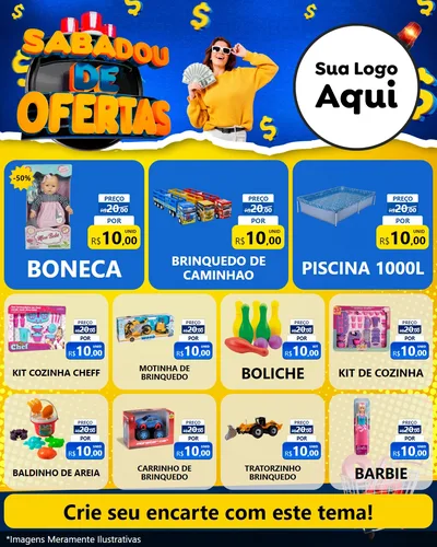 Modelo de Rede Social para Feed Instagram com o tema Sabadou de Ofertas para Brinquedos