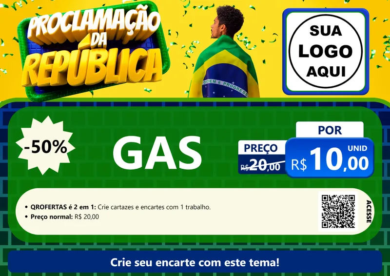 Modelo de Cartaz para Cartaz A4 Horizontal com o tema Proclamação da República para Água e gás
