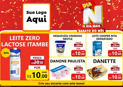 Modelo de Encarte para Encarte A4 Horizontal com o tema Dia N o Dia Mais Barato do Mês para Frios e Laticínios