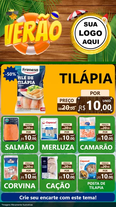 Modelo de Rede Social para Stories com o tema Verão para Peixaria