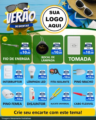 Modelo de Rede Social para Feed Instagram com o tema Verão de Ofertas para Materiais Elétricos