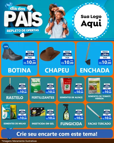 Modelo de Rede Social para Feed Instagram com o tema Dia Dos Pais Repleto de Ofertas para Agropecuária