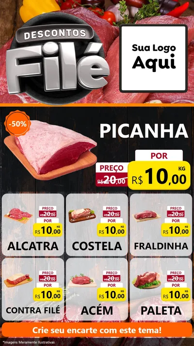 Modelo de Rede Social para Stories com o tema Descontos Filé para Açougue