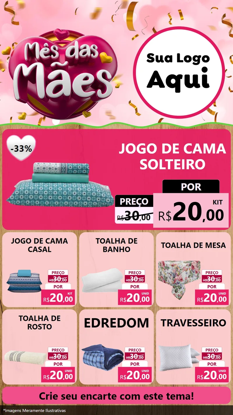 Modelo de Rede Social para Stories com o tema Mês das Mães para Cama, Mesa e Banho