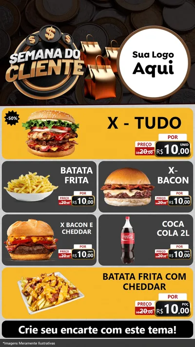 Modelo de TV para TV Vertical com o tema Semana do Cliente para Hamburgueria