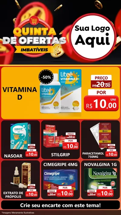 Modelo de Rede Social para Stories com o tema Quinta de Ofertas Imbatíveis para Farmácia