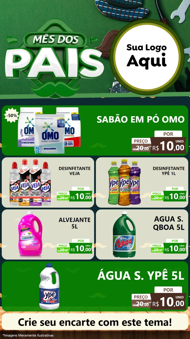 Modelo de TV para TV Vertical com o tema Mês dos Pais para Produtos de Limpeza