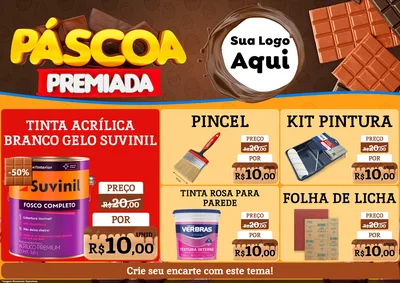Modelo de Encarte para Encarte A4 Horizontal com o tema Páscoa Premiada para Tintas e Ferramentas