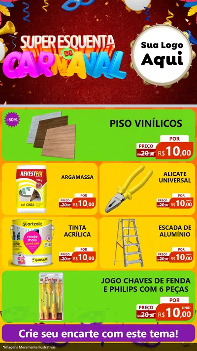 Modelo de TV para TV Vertical com o tema Super Esquenta de Carnaval para Material para Construção
