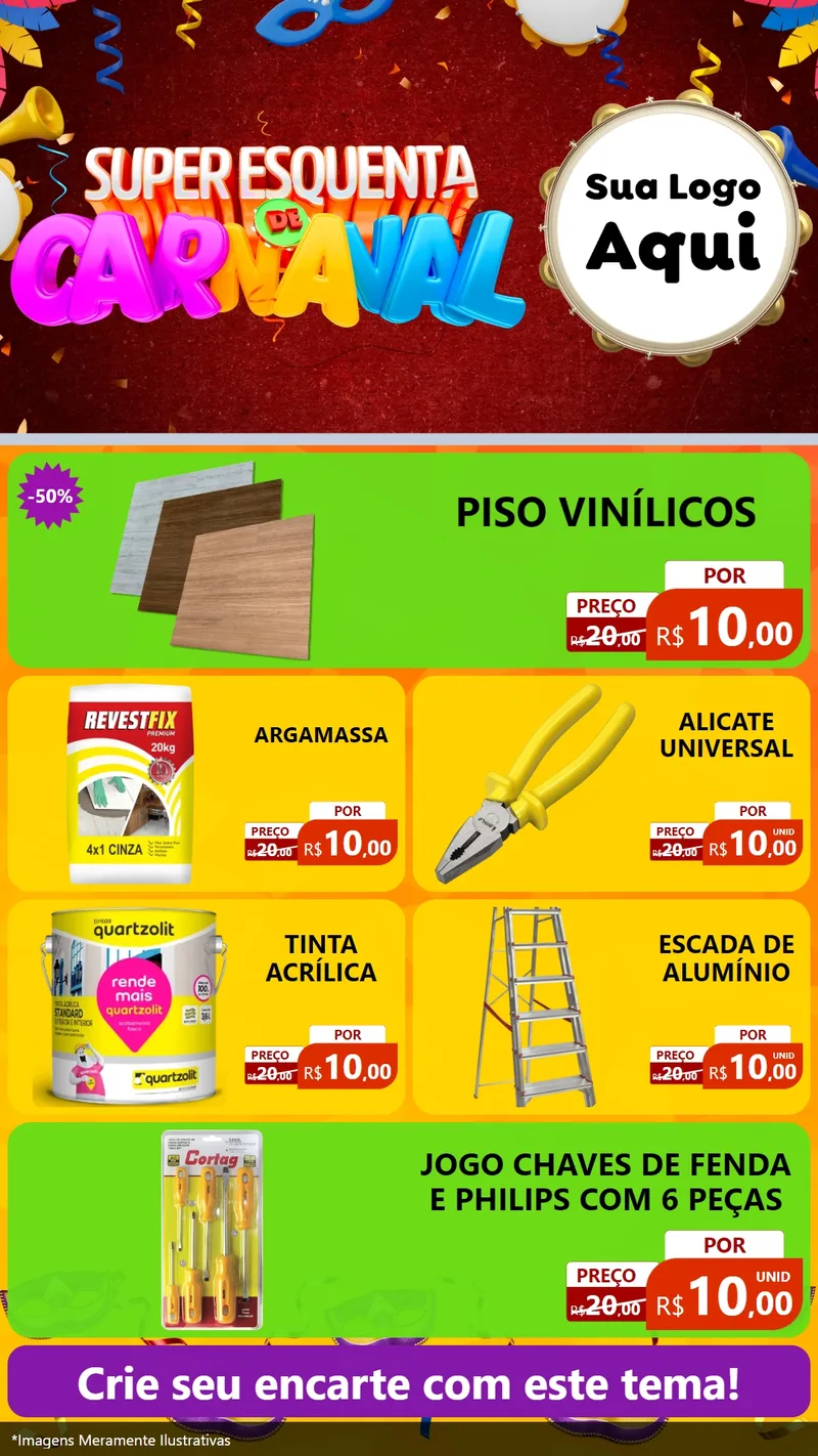 Modelo de TV para TV Vertical com o tema Super Esquenta de Carnaval para Material para Construção