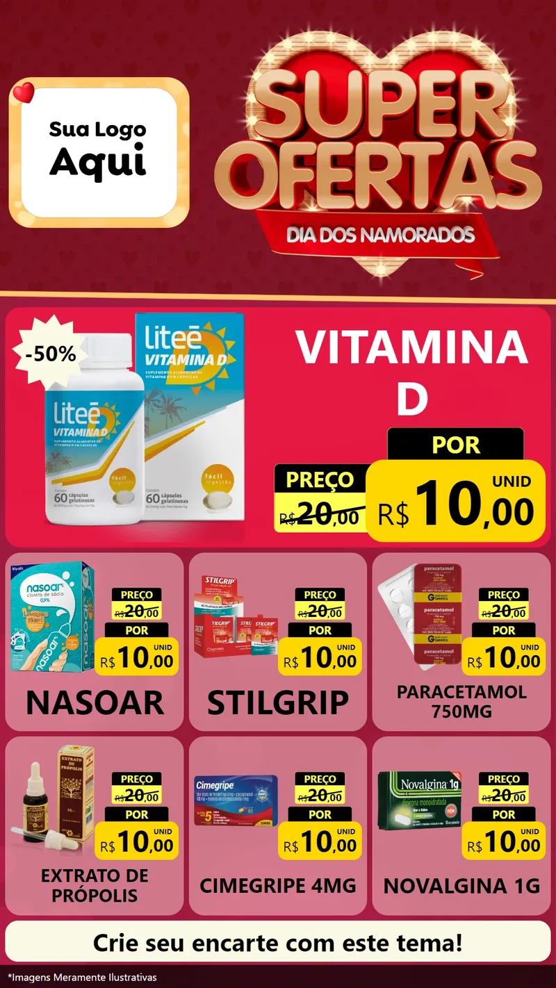 Modelo de Rede Social para Stories com o tema Dia dos Namorados para Farmácia