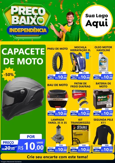 Modelo de Encarte para Encarte A4 Vertical com o tema Preço Baixo de Independência para Moto peças