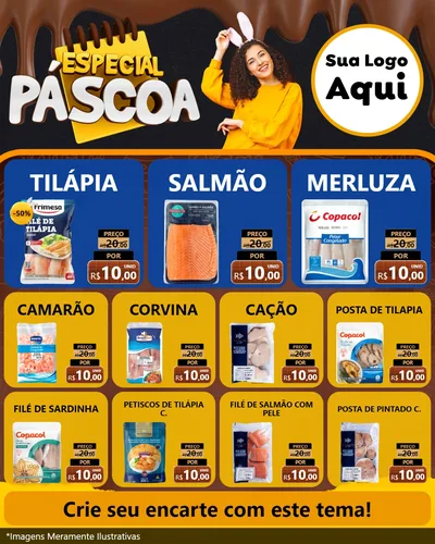 Modelo de Rede Social para Feed Instagram com o tema Especial Páscoa para Peixaria