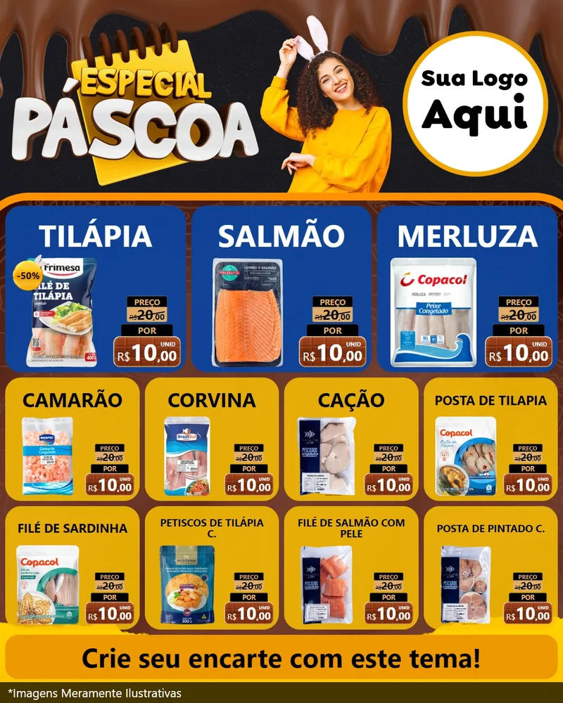 Modelo de Rede Social para Feed Instagram com o tema Especial Páscoa para Peixaria