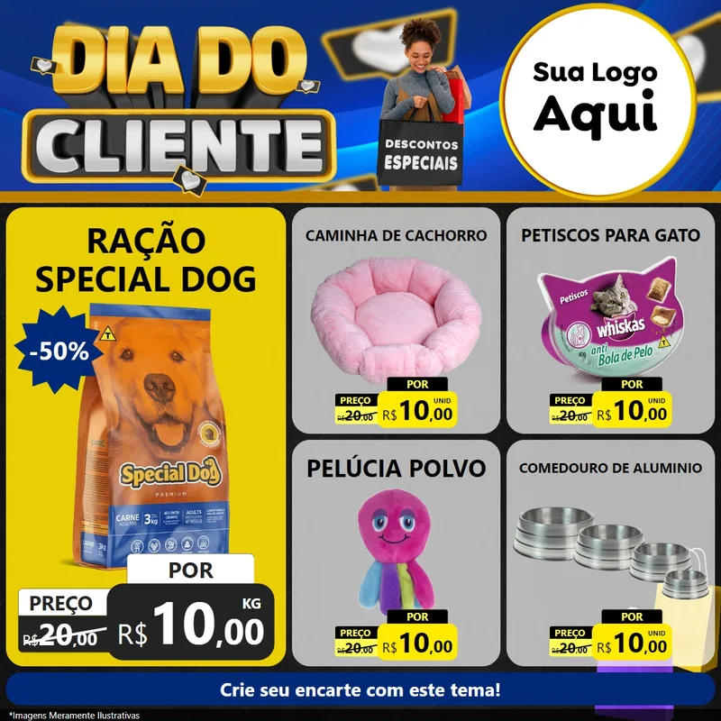 Modelo de Rede Social para Feed Facebook com o tema Dia Do Cliente para Pet Shop