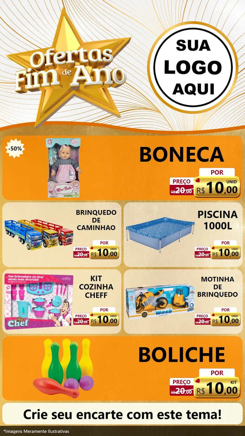 Modelo de TV para TV Vertical com o tema Ofertas Fim de Ano para Brinquedos