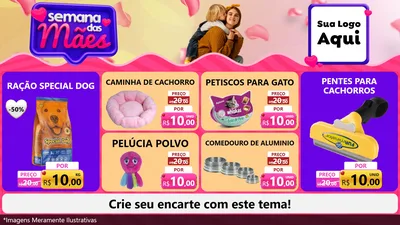 Modelo de TV para TV Horizontal com o tema Semana das Mães para Pet Shop