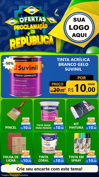 Modelo de Rede Social para Stories com o tema Ofertas Proclamação da República para Tintas e Ferramentas