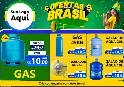 Modelo de Encarte para Encarte A4 Horizontal com o tema Ofertas Semana do Brasil para Água e gás