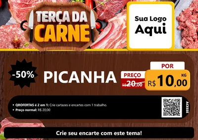 Modelo de Cartaz para Cartaz A4 Horizontal com o tema Terça da Carne para Açougue