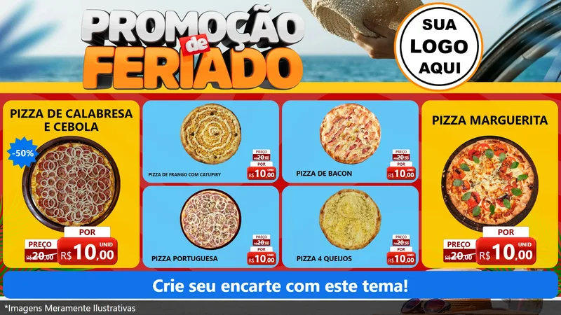 Modelo de TV para TV Horizontal com o tema Promoção de Feriado para Pizzaria