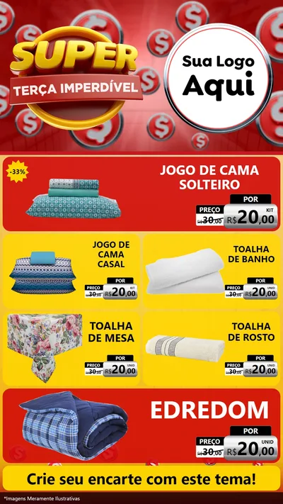 Modelo de TV para TV Vertical com o tema Super Terça Imperdível para Cama, Mesa e Banho