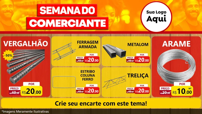 Modelo de TV para TV Horizontal com o tema Semana do Comerciante para Ferragens