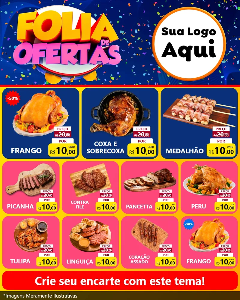 Modelo de Rede Social para Feed Instagram com o tema Folia de Ofertas para Assados
