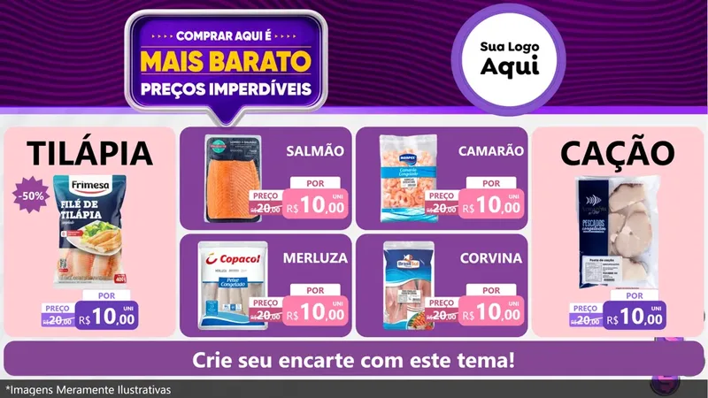 Modelo de TV para TV Horizontal com o tema Mais Barato para Peixaria