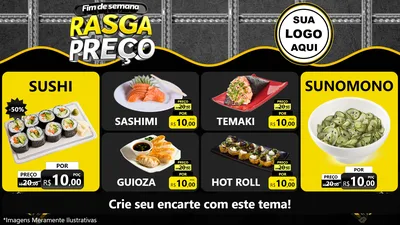 Modelo de TV para TV Horizontal com o tema Fim de Semana Rasga Preço para Comida japonesa