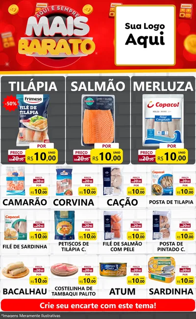 Modelo de Encarte para Encarte Grande com o tema Mais Barato para Peixaria
