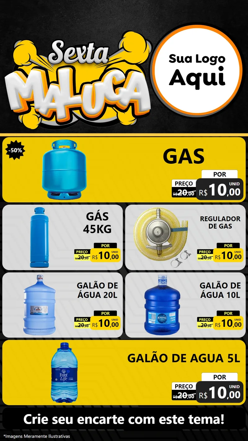Modelo de TV para TV Vertical com o tema Sexta Maluca para Água e gás