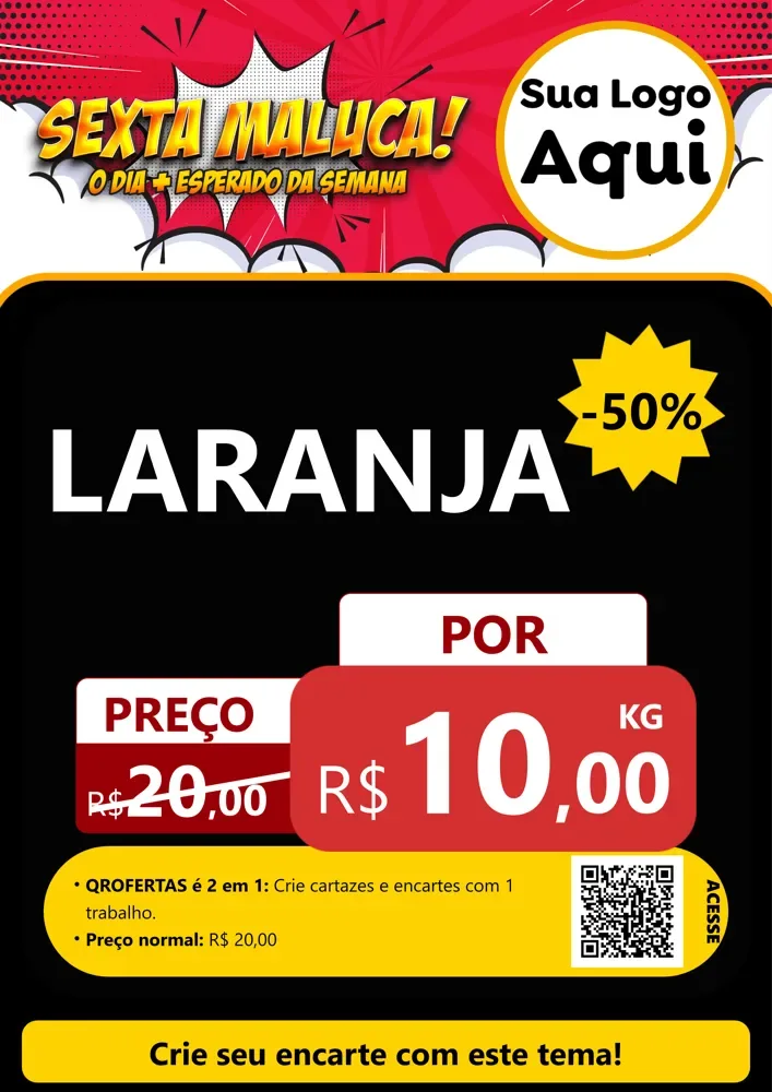 Modelo de Cartaz para Cartaz A4 Vertical com o tema Sexta Maluca! para Hortifrúti