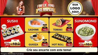 Modelo de TV para TV Horizontal com o tema Fim de Ano Premiado para Comida japonesa