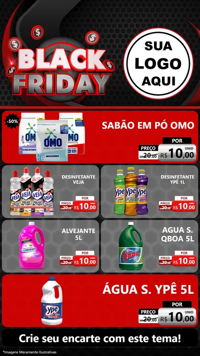 Modelo de TV para TV Vertical com o tema Black Friday para Produtos de Limpeza