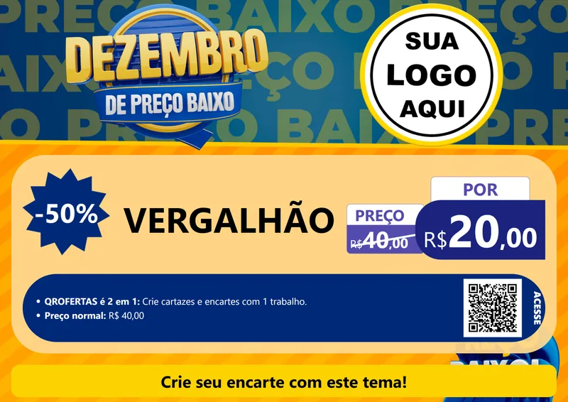 Modelo de Cartaz para Cartaz A4 Horizontal com o tema Dezembro de Preço Baixo para Ferragens