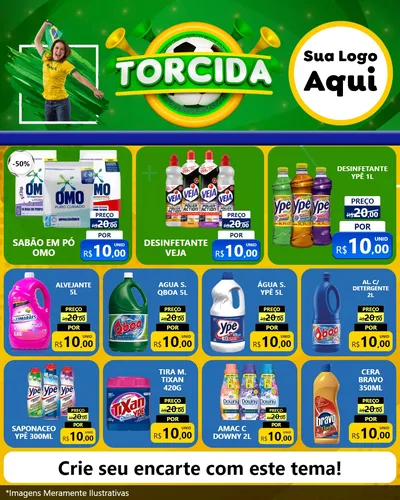 Modelo de Rede Social para Feed Instagram com o tema Torcida para Produtos de Limpeza