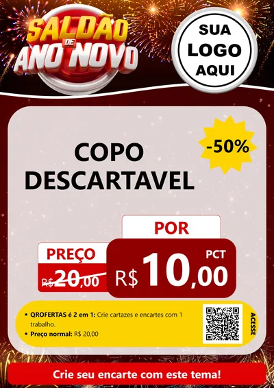 Modelo de Cartaz para Cartaz A4 Vertical com o tema Saldão de Ano Novo para Embalagens