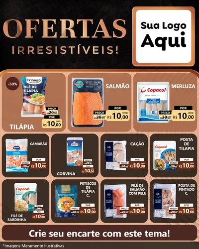 Modelo de Rede Social para Feed Instagram com o tema Ofertas Irresistíveis! para Peixaria