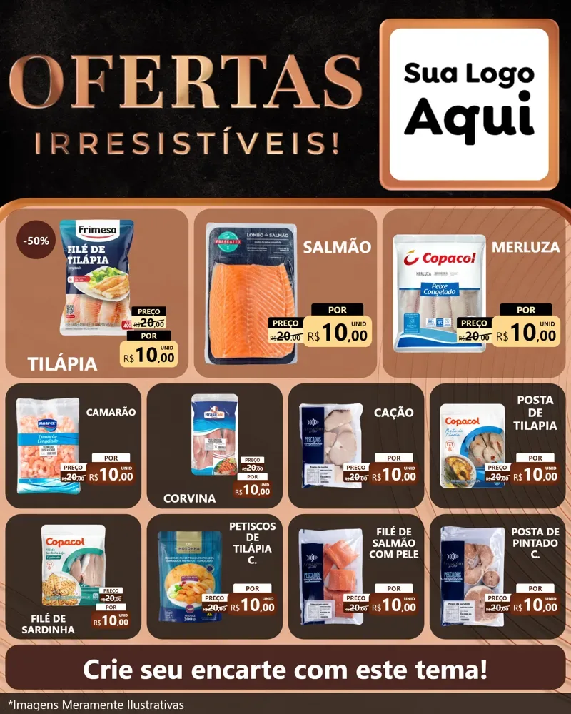 Modelo de Rede Social para Feed Instagram com o tema Ofertas Irresistíveis! para Peixaria