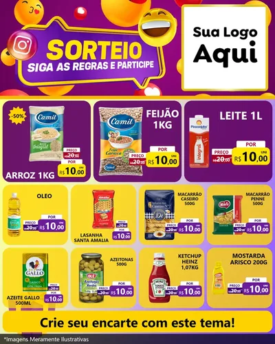 Modelo de Rede Social para Feed Instagram com o tema Sorteio para Supermercado