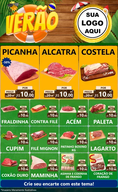 Modelo de Encarte para Encarte Grande com o tema Verão para Açougue