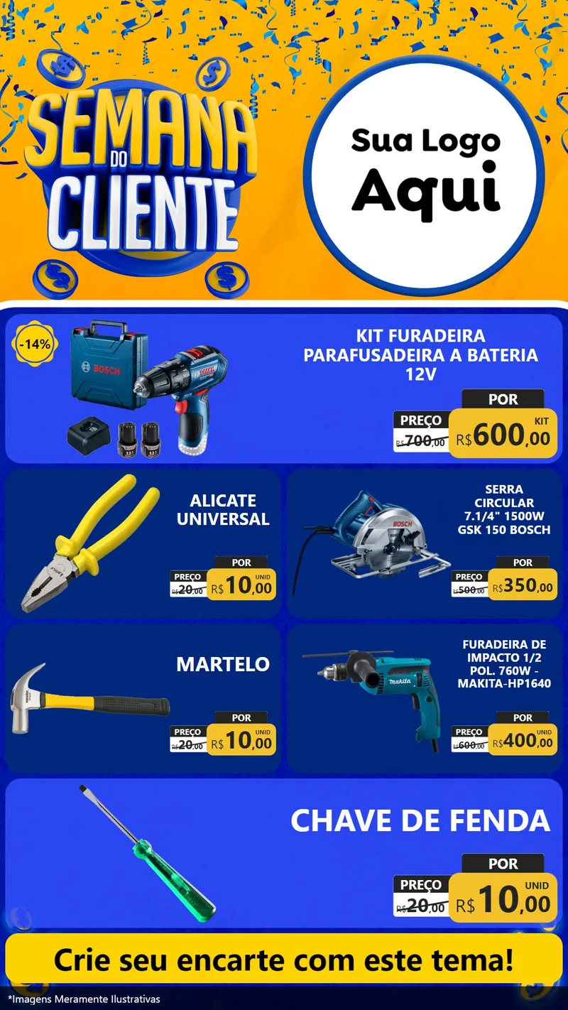 Modelo de TV para TV Vertical com o tema Semana do Cliente para Maquinas e Ferramentas