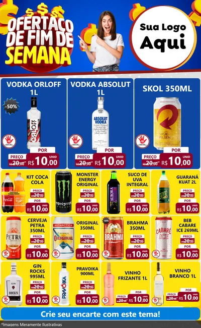 Modelo de Encarte para Encarte Grande com o tema Ofertaço de Fim de Semana para Distribuidora de bebidas