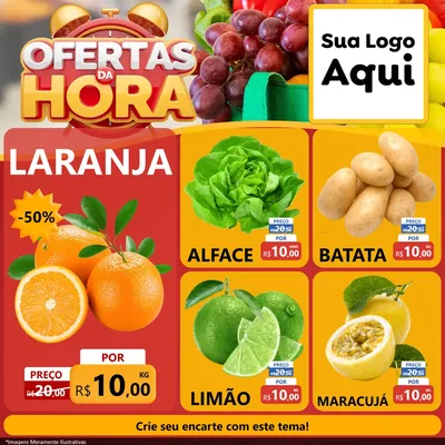 Modelo de Rede Social para Feed Facebook com o tema Ofertas da Hora para Hortifrúti